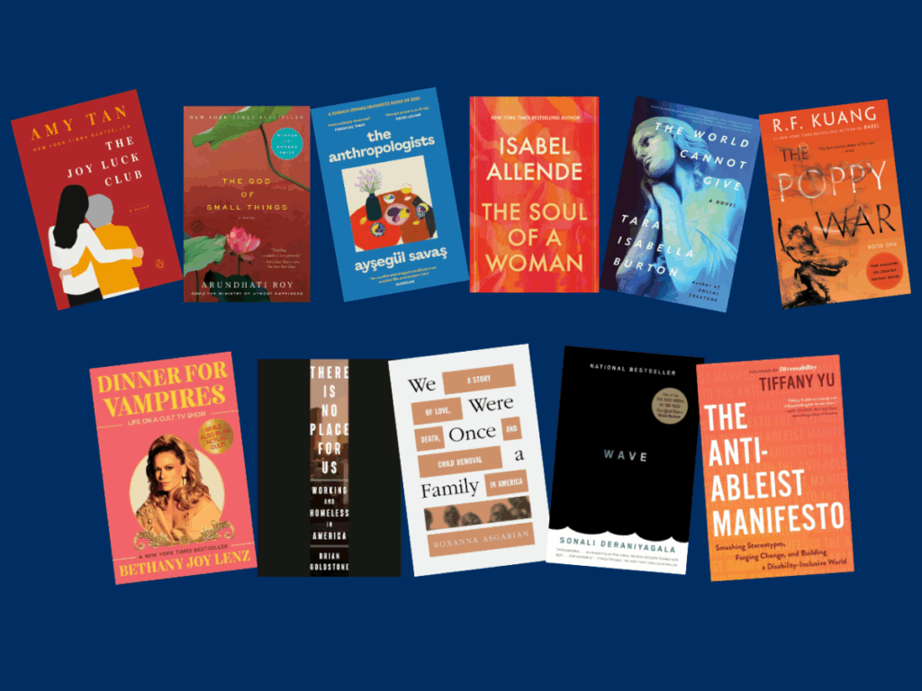 Book covers of the choices of fall books for the Books and Beyond Fall schedule.